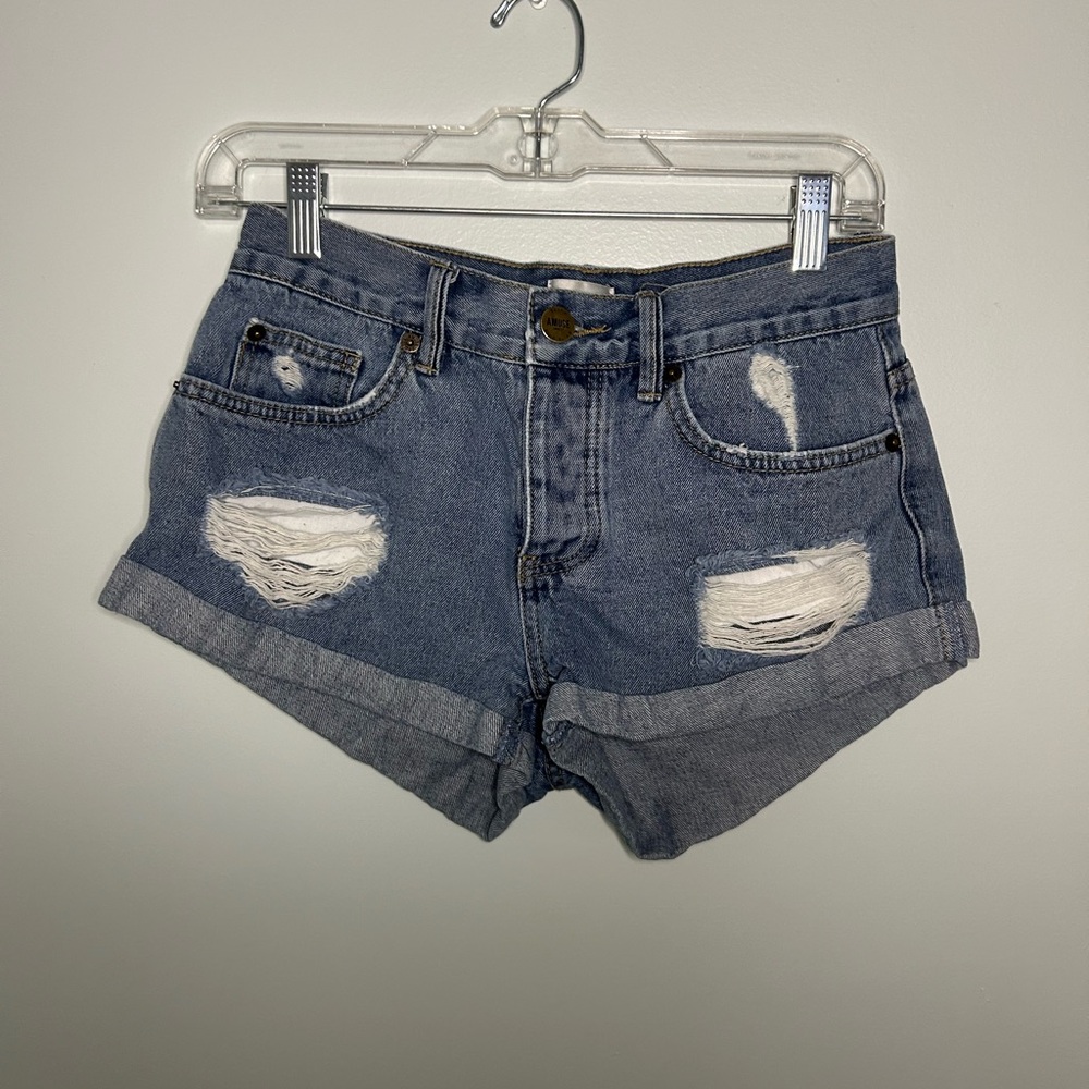 Amuse Society Blue Jean Distressed Shorts